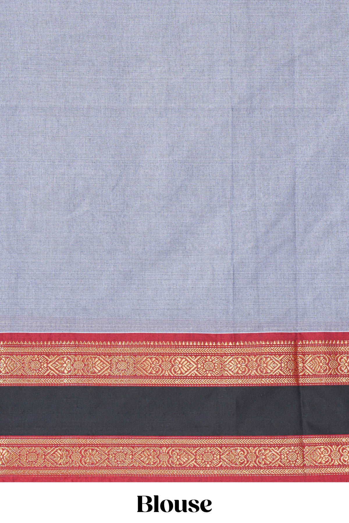 Grey colour chettinad cotton saree plain body with contrast border and self pallu along with blouse piece