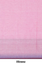 Pink colour chettinad cotton saree all over thread buttas with contrast border and self pallu along with blouse piece