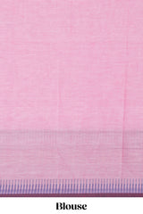 Pink colour chettinad cotton saree all over thread buttas with contrast border and self pallu along with blouse piece