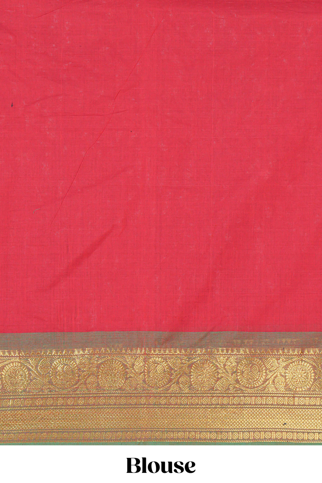Red colour chettinad cotton saree all over thread buttas with contrast border and self pallu along with blouse piece