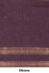 Coffee brown Chettinad cotton saree with a plain body antique gold zari elephant retta petta border along with matching blouse