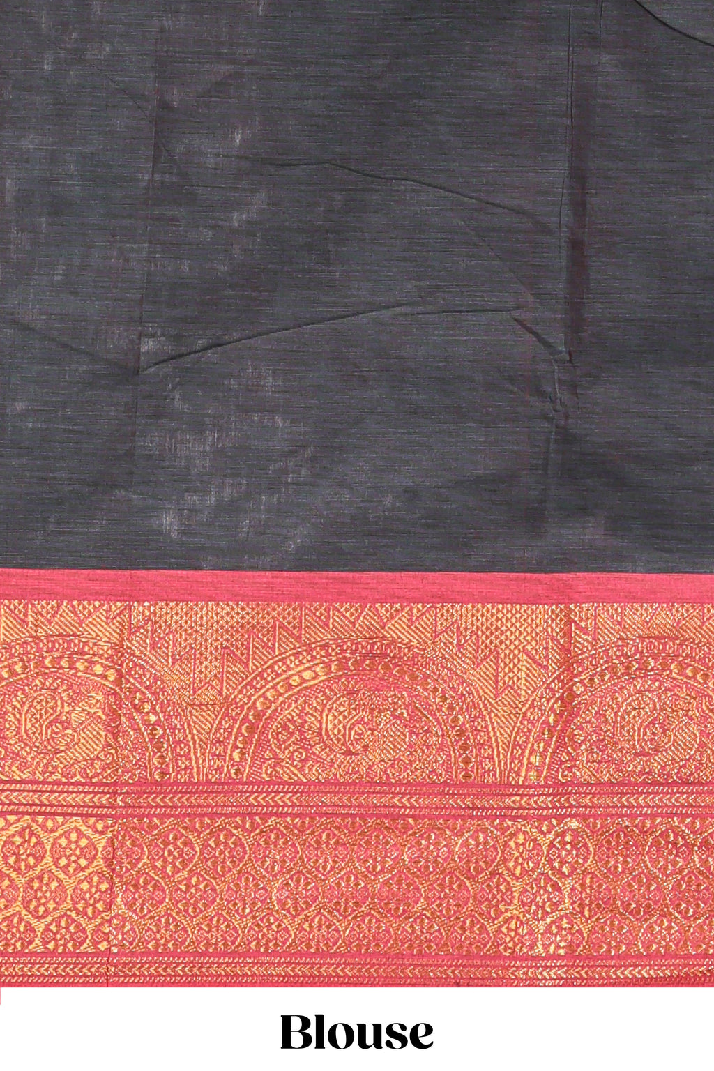 Black plain chettinad cotton saree with contrast zari border and matching blouse