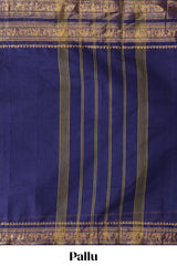 Royal blue plain chettinad cotton saree with self bentex zari border and matching blouse