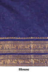 Royal blue plain chettinad cotton saree with self bentex zari border and matching blouse