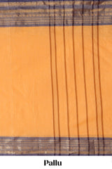 Orange plain chettinad cotton saree with contrast bentex zari border and matching blouse