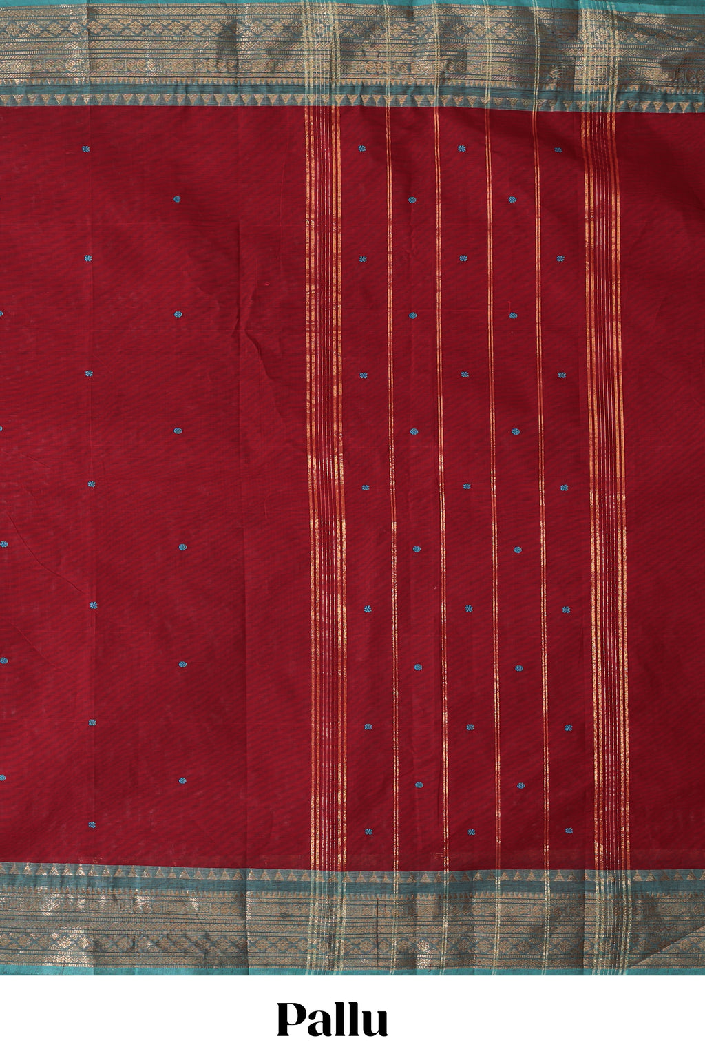 Red plain chettinad cotton saree with contrast bentex zari border and matching blouse
