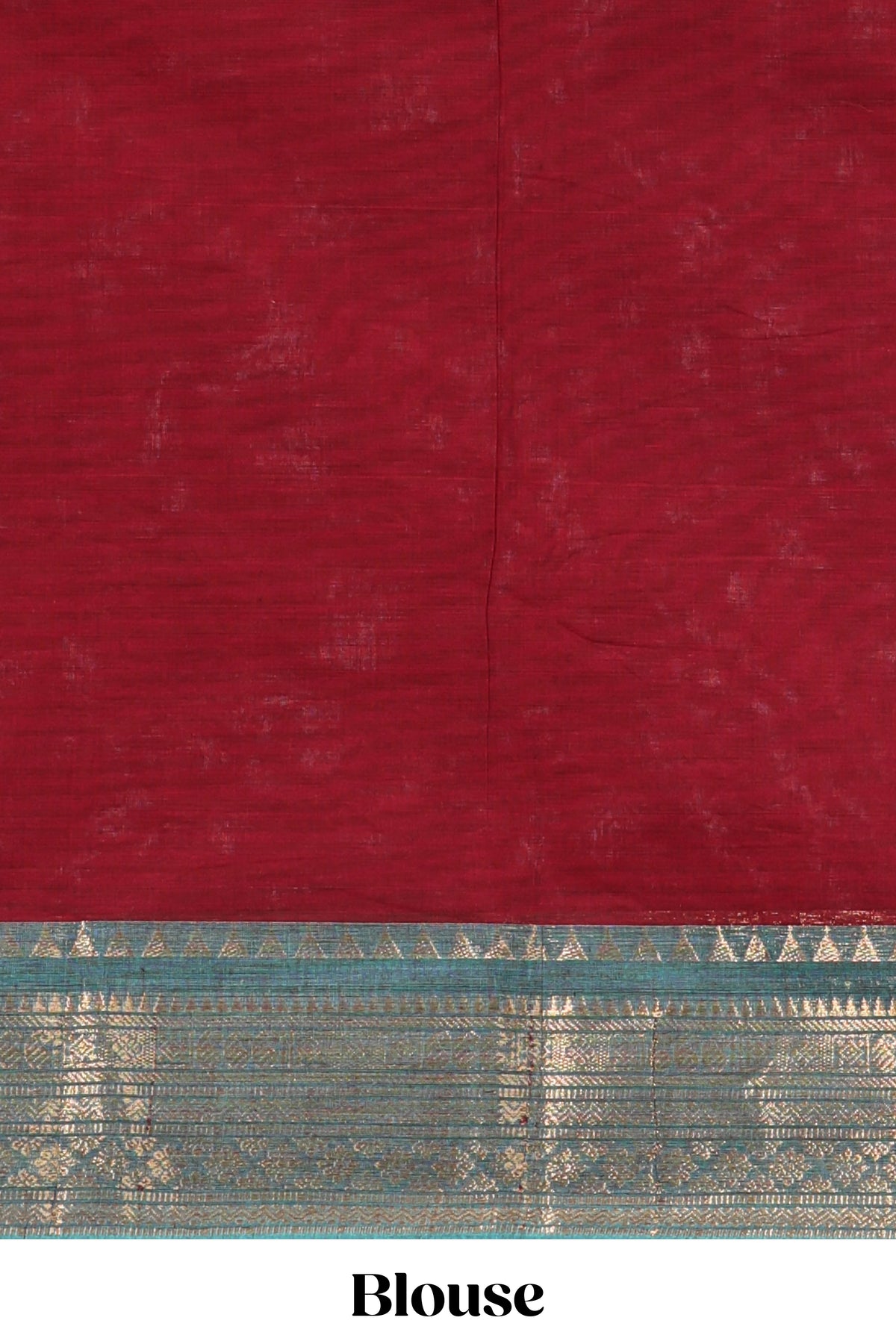 Red plain chettinad cotton saree with contrast bentex zari border and matching blouse