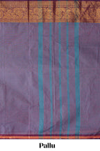 Lavender plain chettinad cotton saree with contrast bentex zari border and matching blouse