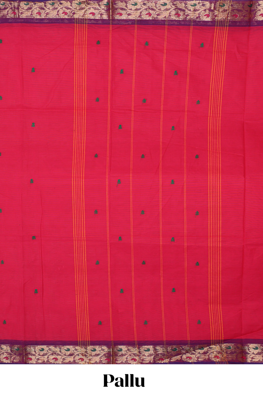 Pink motifs design chettinad cotton saree with contrast floral zari border and matching blouse