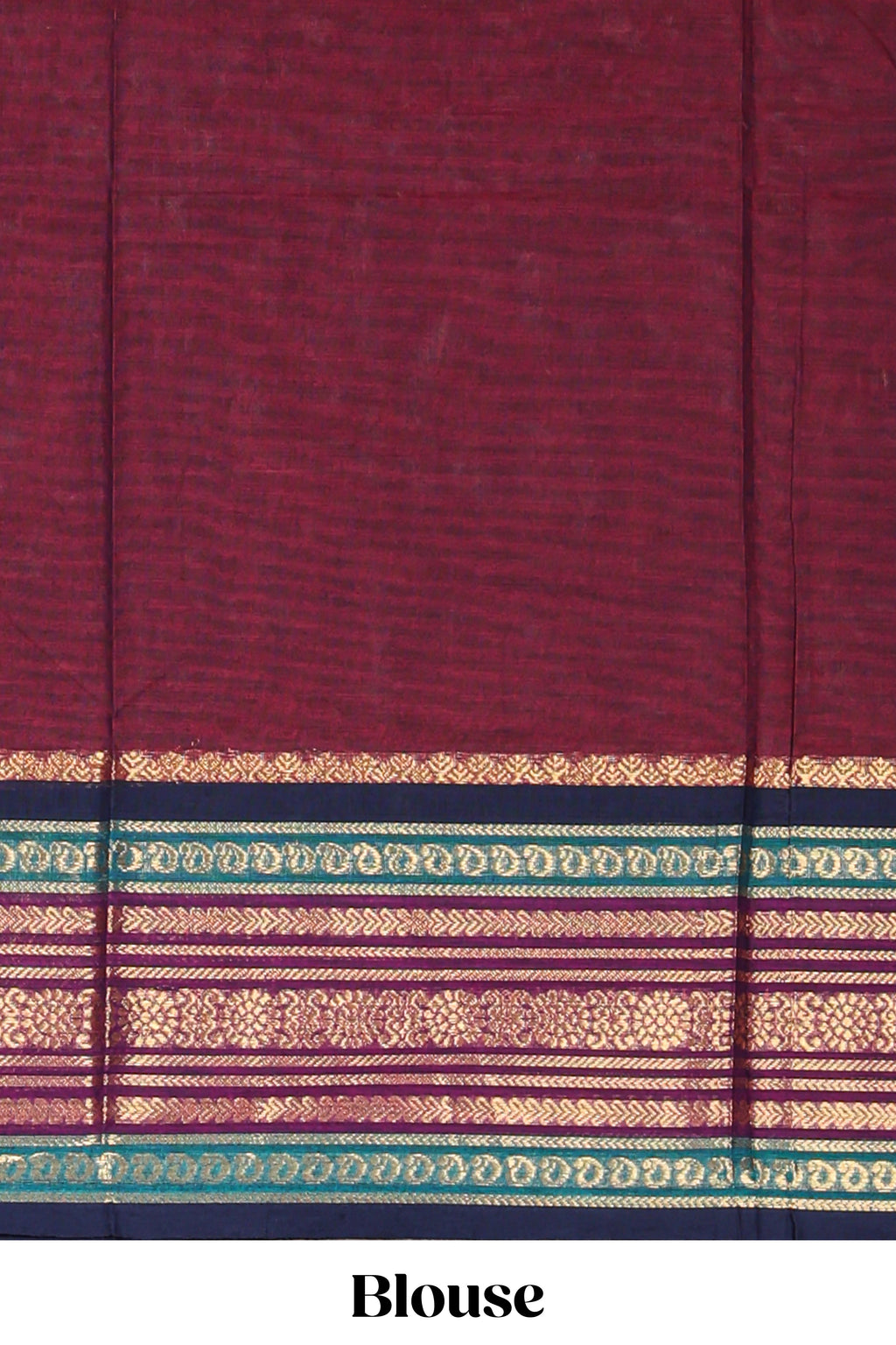 Maroon floral motifs chettinad cotton saree with contrast zari border and matching blouse