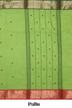 Green butta chettinad cotton saree with contrast zari border and matching blouse
