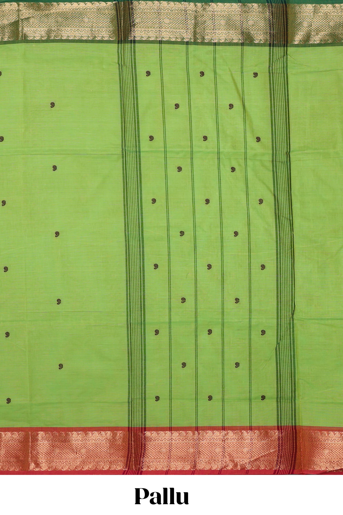 Green butta chettinad cotton saree with contrast zari border and matching blouse