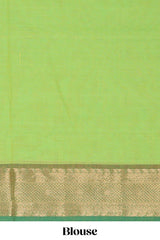 Green butta chettinad cotton saree with contrast zari border and matching blouse