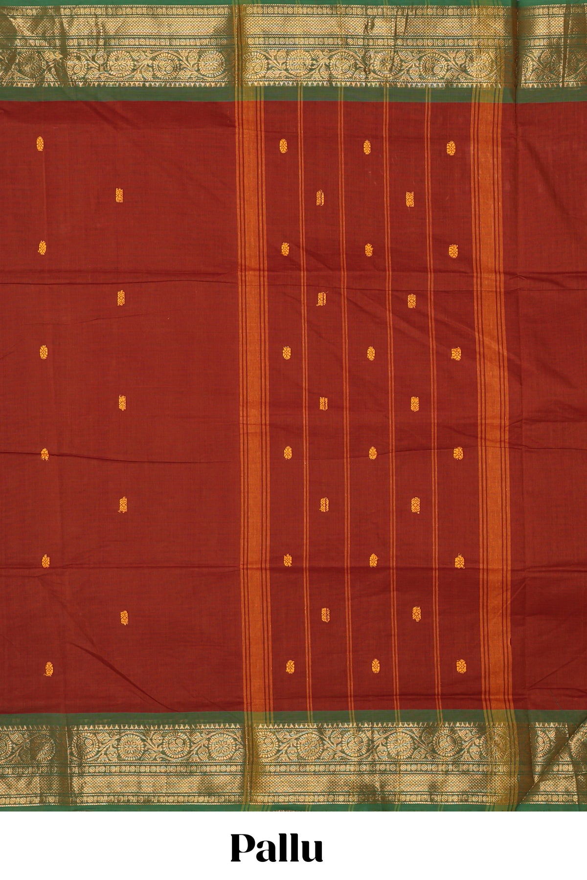 Orange butta chettinad cotton saree with contrast zari border and matching blouse