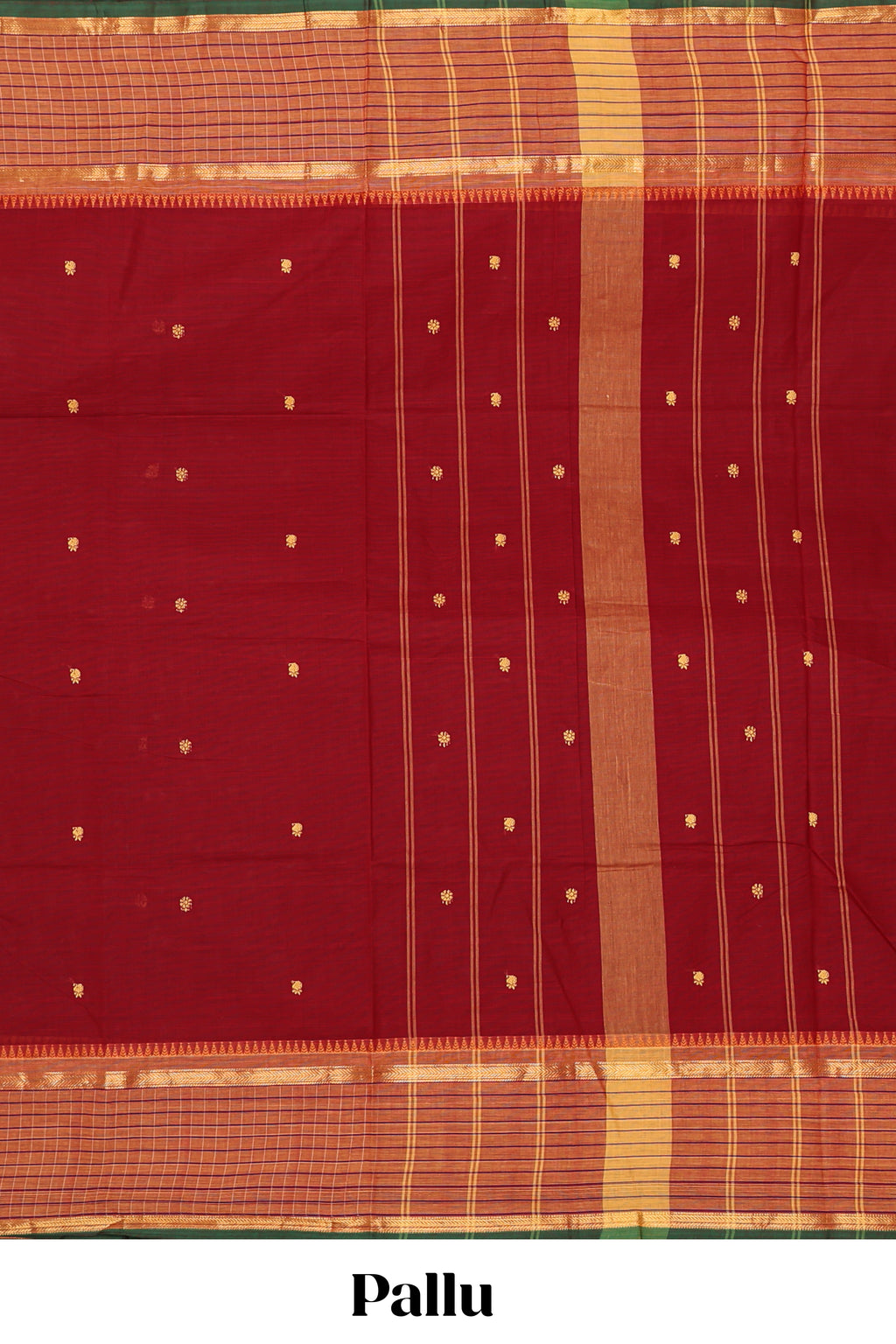 Red floral motifs design chettinad cotton saree with contrast zari border and matching blouse