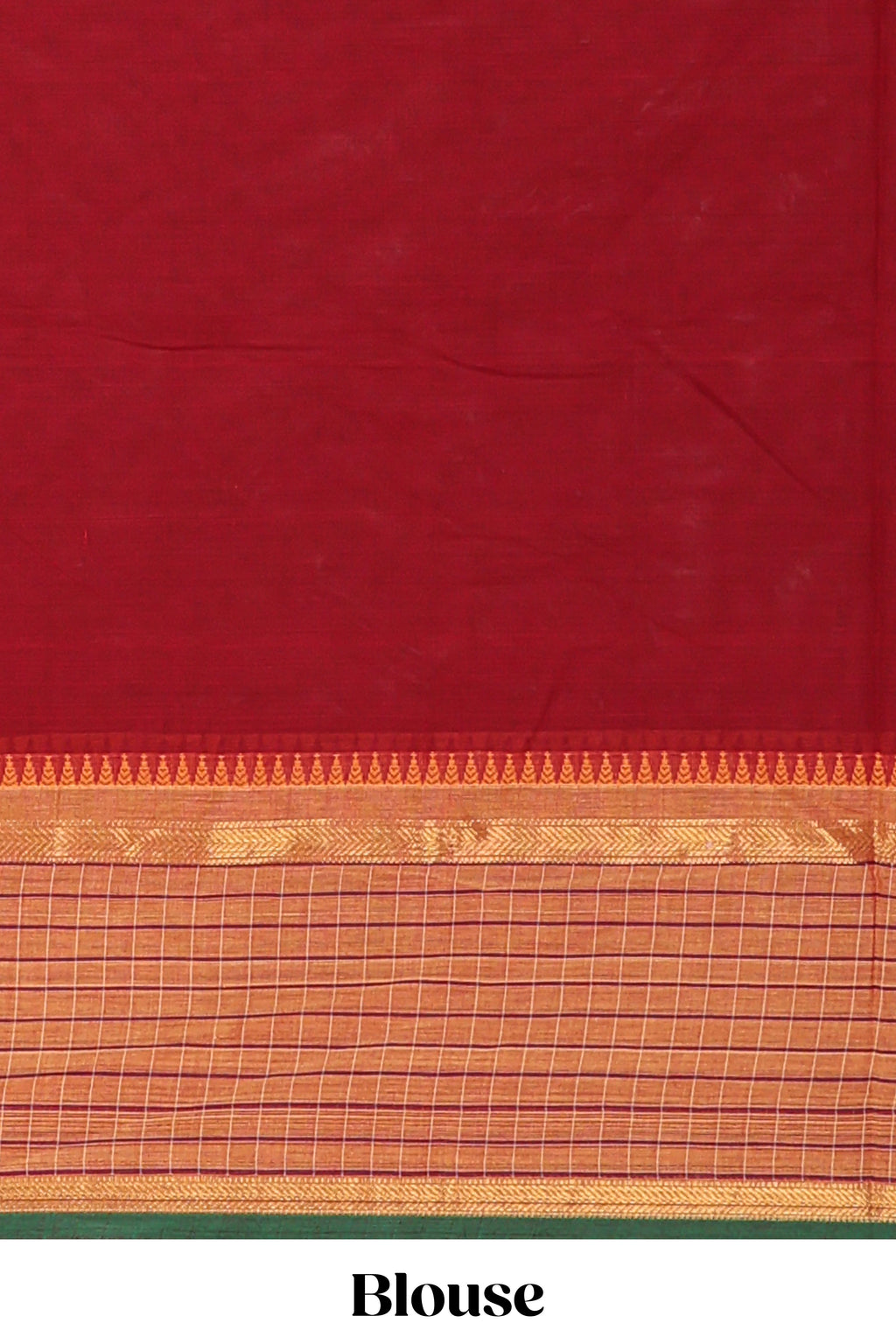 Red floral motifs design chettinad cotton saree with contrast zari border and matching blouse