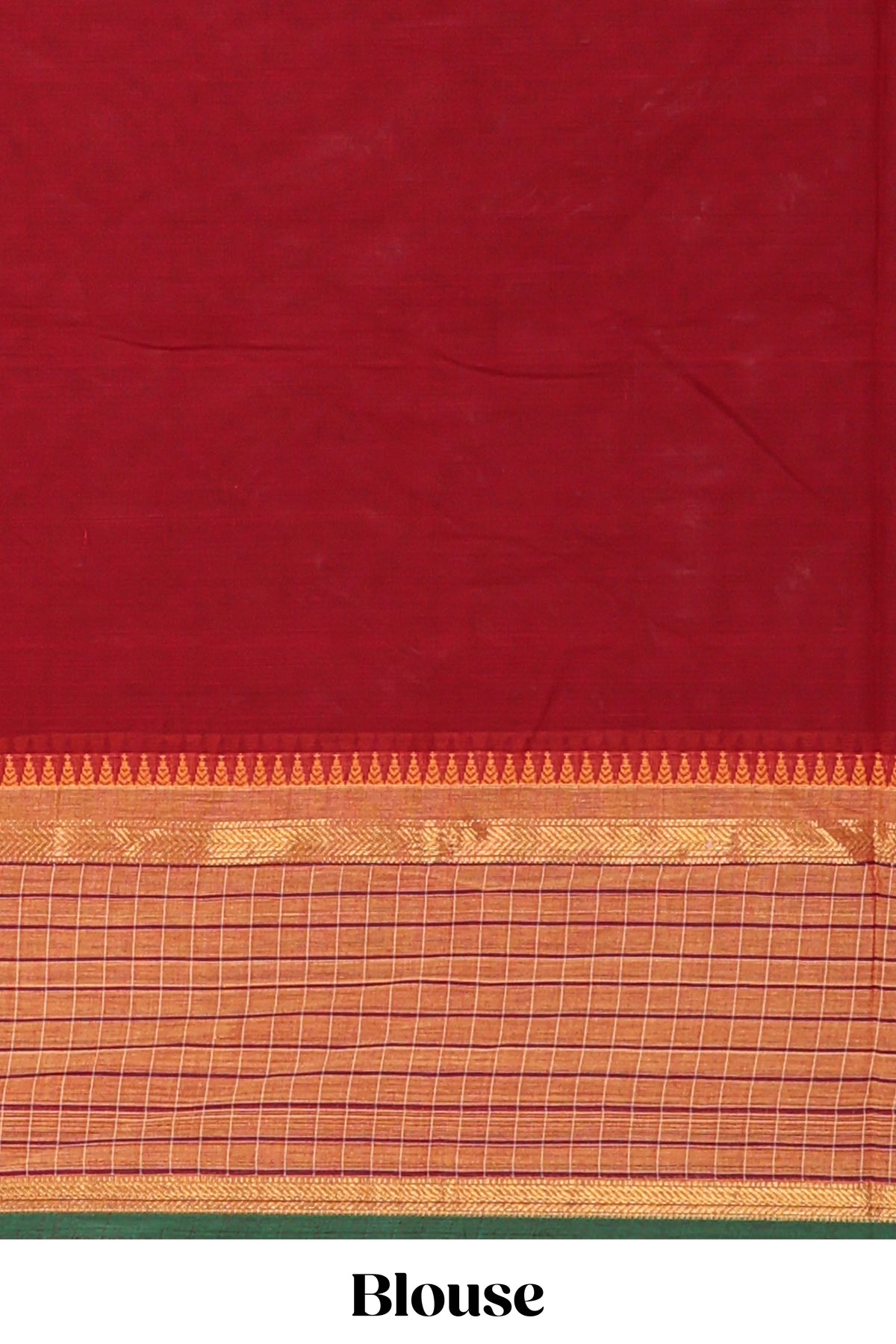 Red floral motifs design chettinad cotton saree with contrast zari border and matching blouse