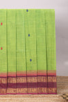 Green motifs design chettinad cotton saree with contrast zari border and matching blouse