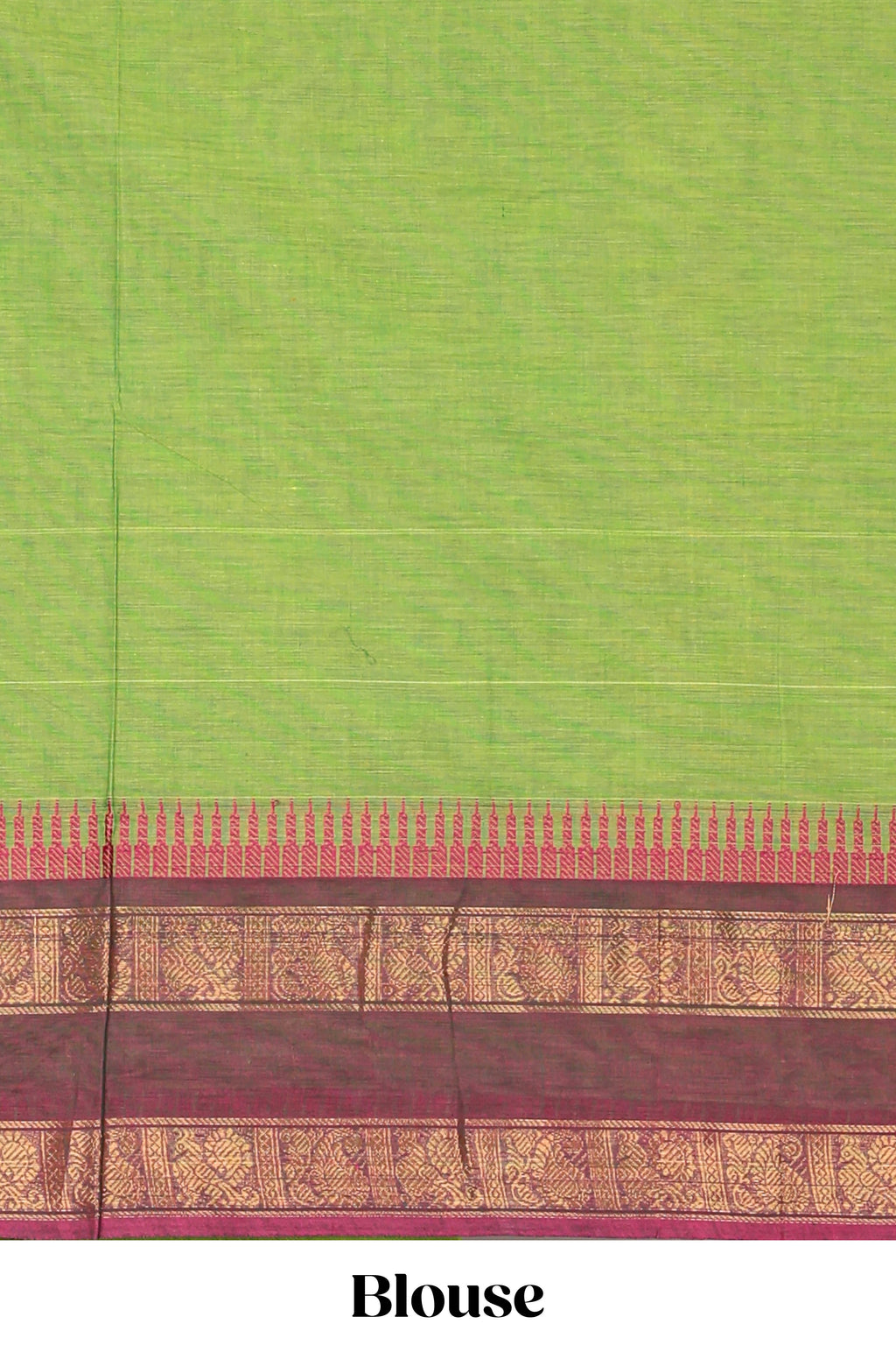 Green motifs design chettinad cotton saree with contrast zari border and matching blouse