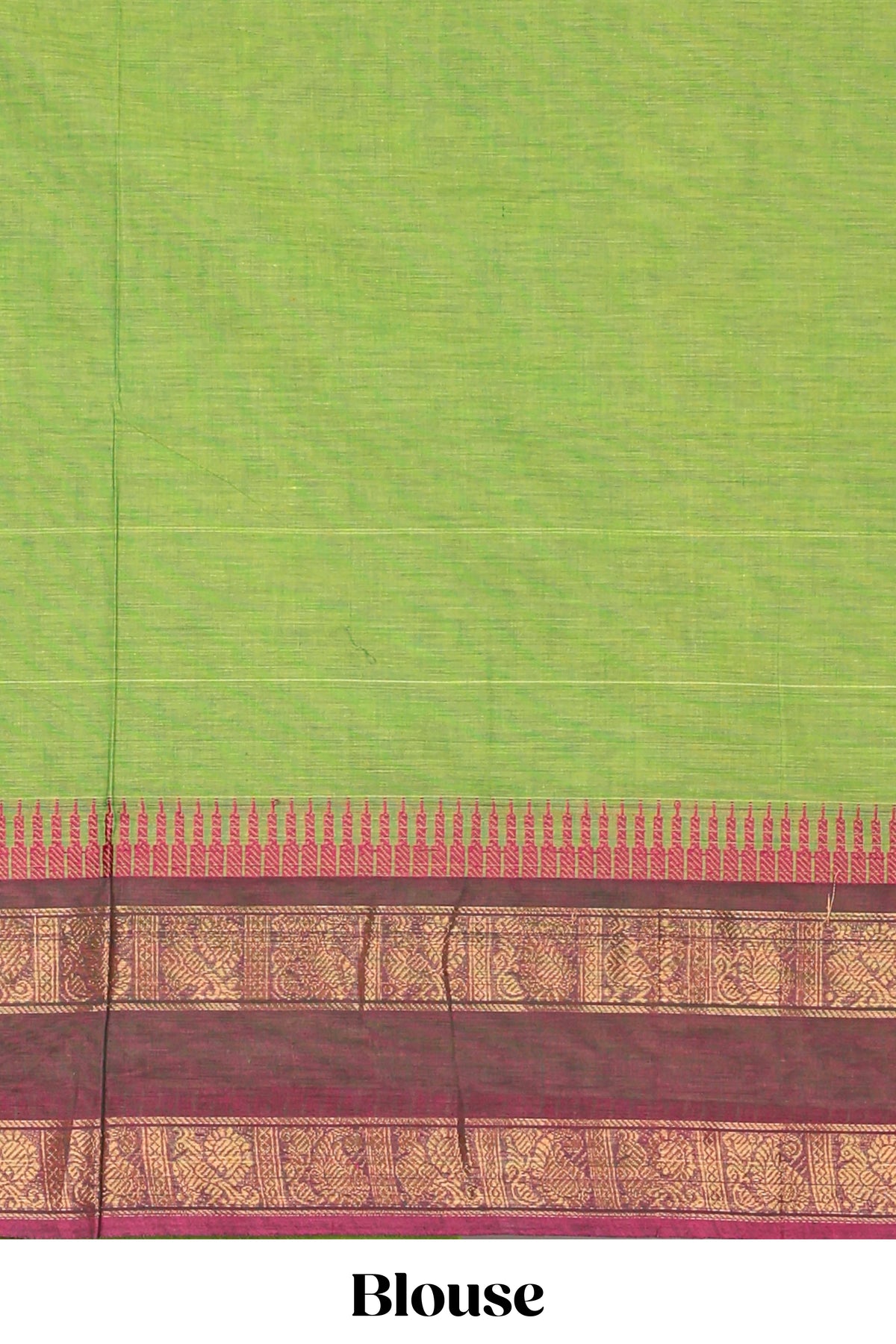 Green motifs design chettinad cotton saree with contrast zari border and matching blouse