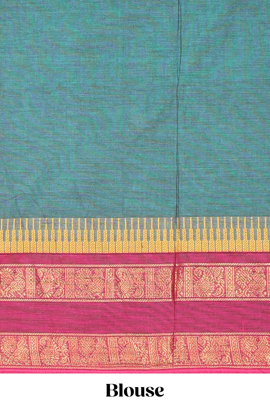 Midnight green motifs design chettinad cotton saree with contrast bentex border and matching blouse
