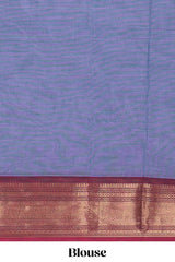 Lavender motifs design chettinad cotton saree with contrast bentex border and matching blouse