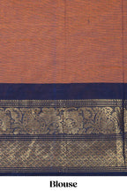 Peach motifs design chettinad cotton saree with contrast bentex border and matching blouse
