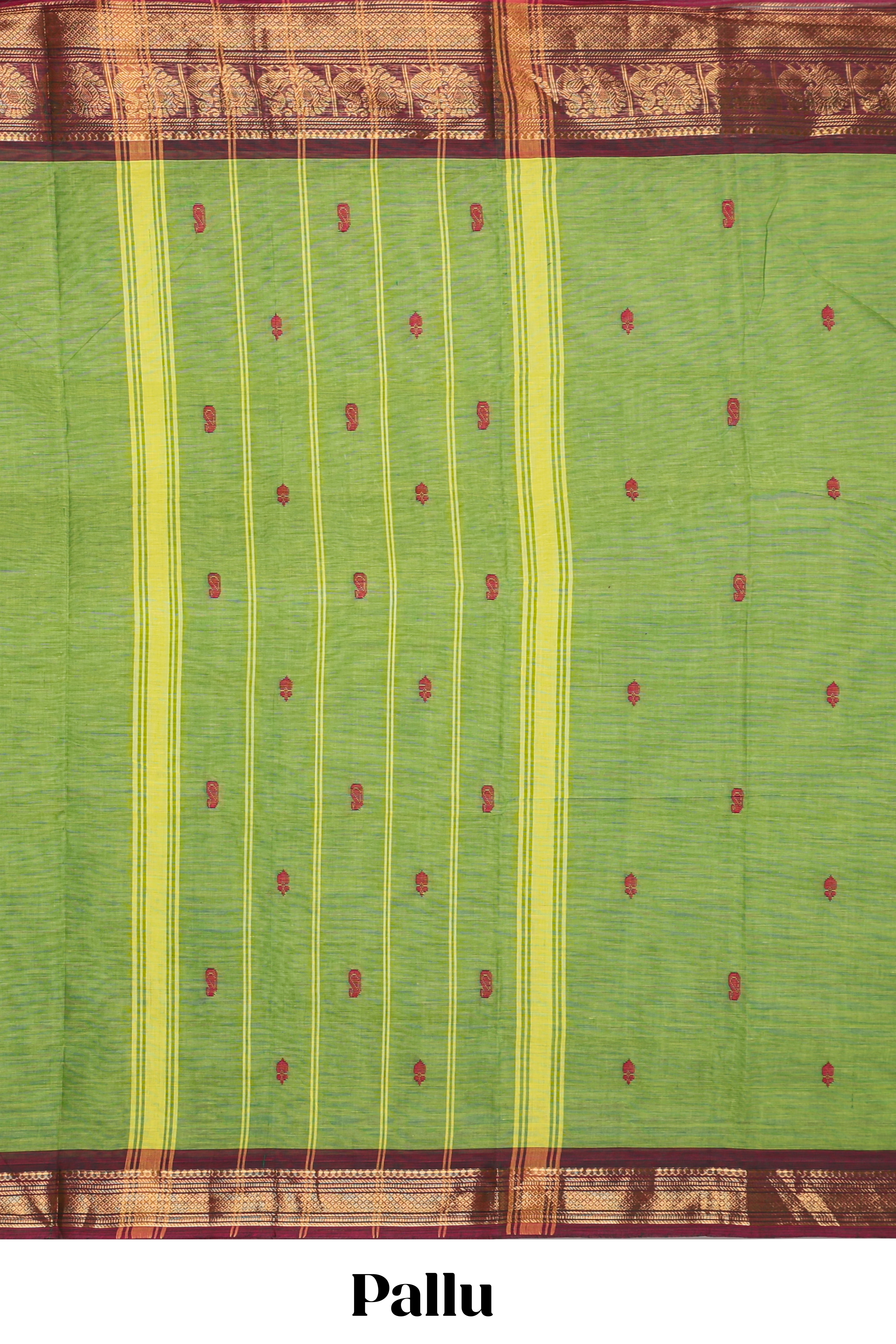 Green motifs design chettinad cotton saree with contrast bentex border and matching blouse
