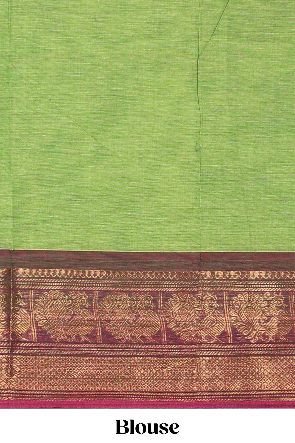 Green motifs design chettinad cotton saree with contrast bentex border and matching blouse