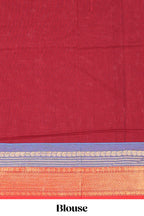 Maroon motifs design chettinad cotton saree with contrast border and matching blouse