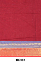 Maroon motifs design chettinad cotton saree with contrast border and matching blouse