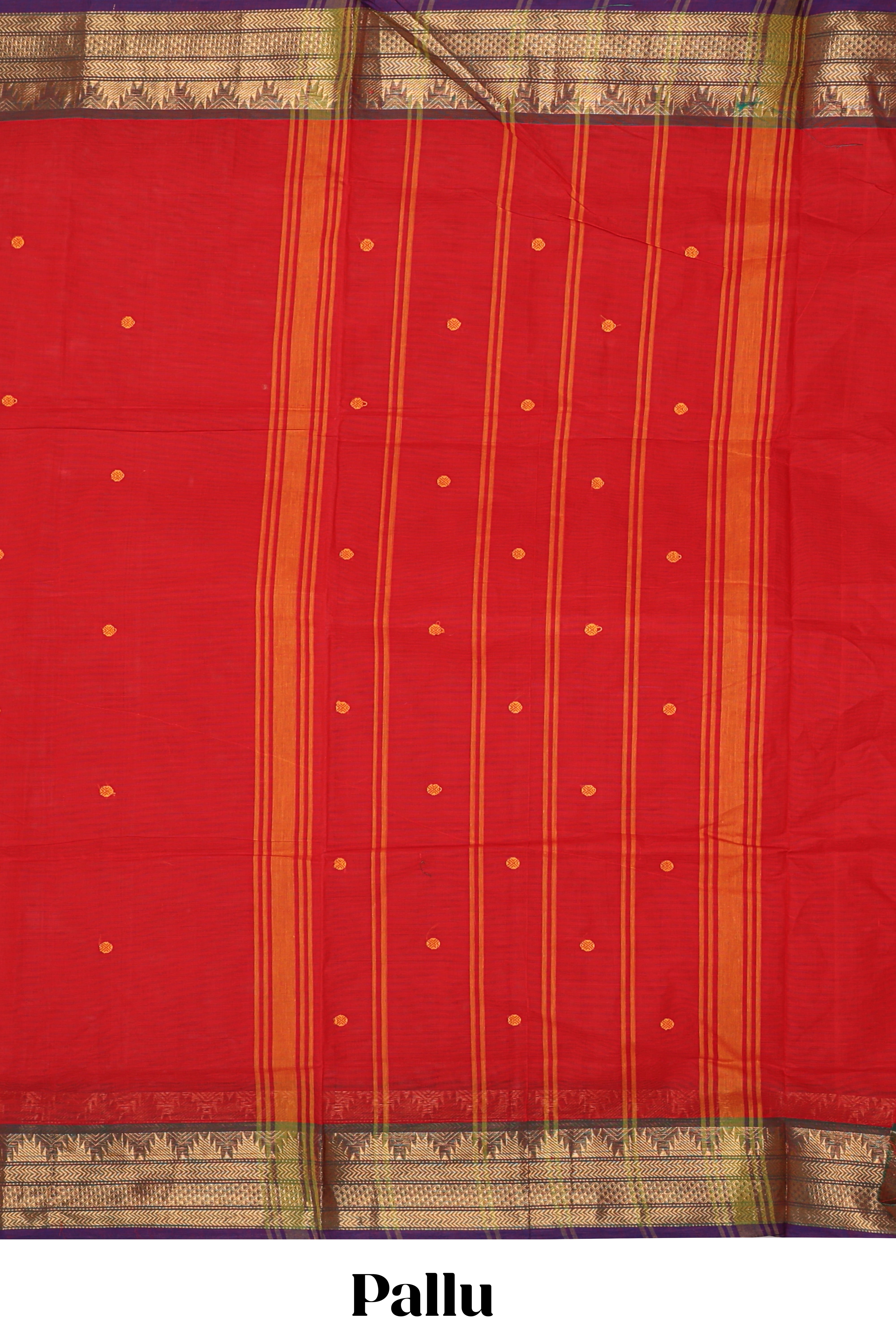 Red motifs design chettinad cotton saree with contrast border and matching blouse