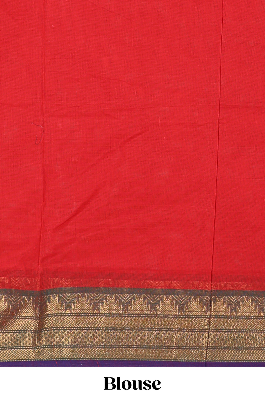 Red motifs design chettinad cotton saree with contrast border and matching blouse