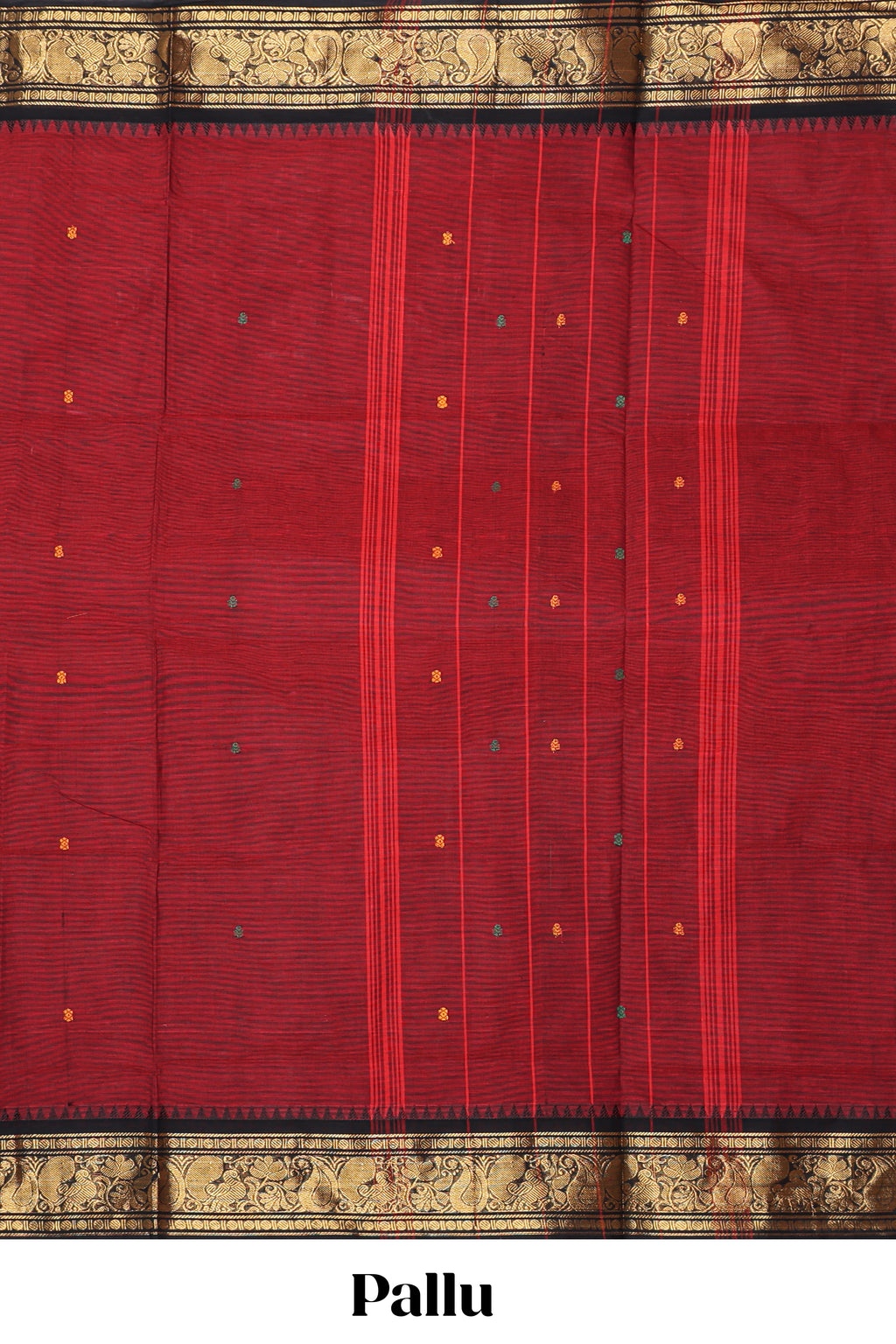 Maroon motifs design chettinad cotton saree with contrast border and matching blouse