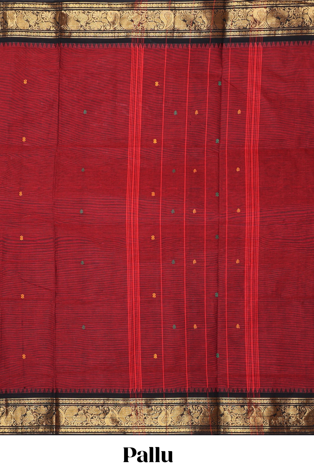 Maroon motifs design chettinad cotton saree with contrast border and matching blouse