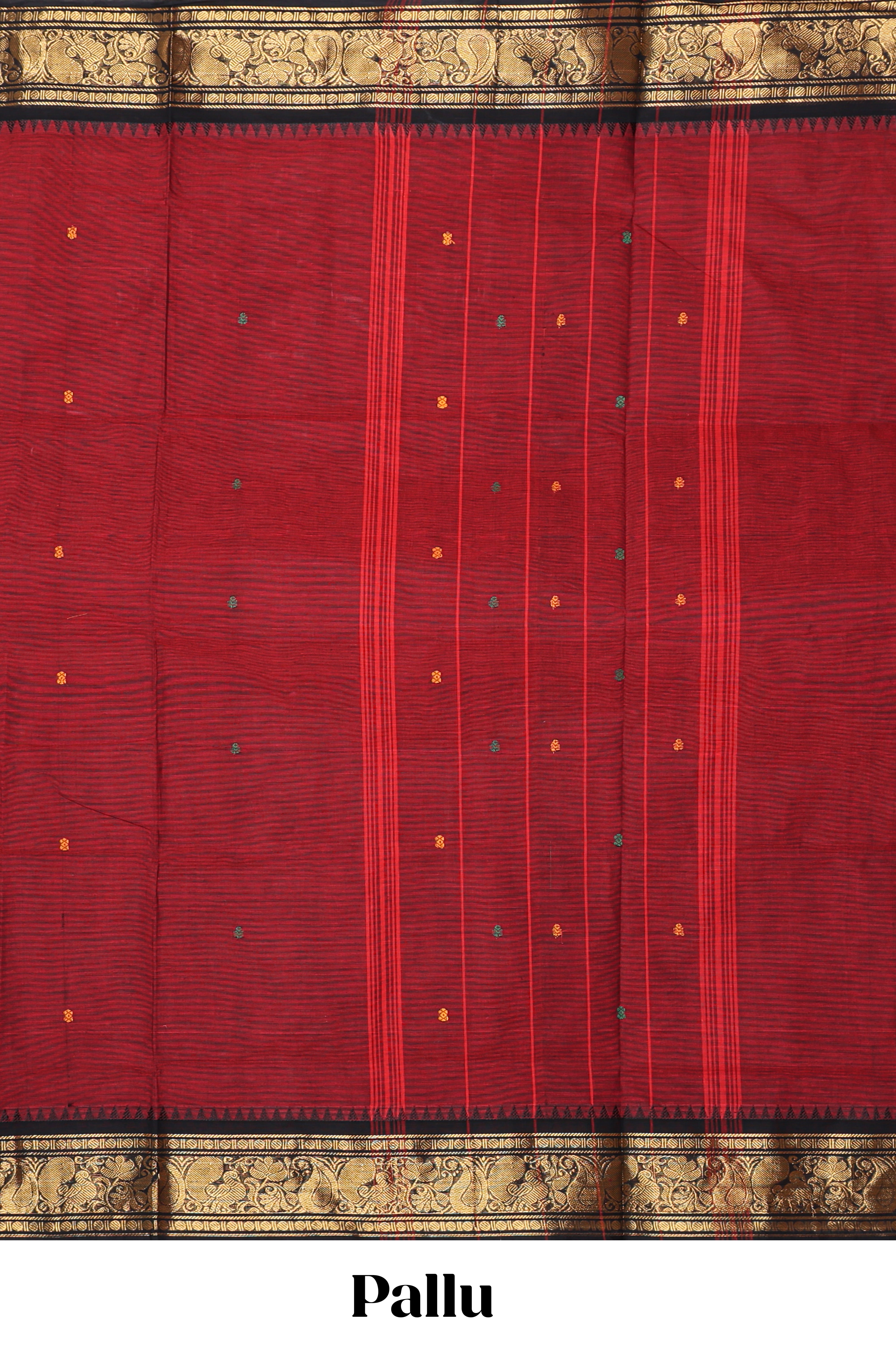Maroon motifs design chettinad cotton saree with contrast border and matching blouse