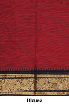 Maroon motifs design chettinad cotton saree with contrast border and matching blouse