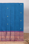 Blue motifs design chettinad cotton saree with contrast border and matching blouse