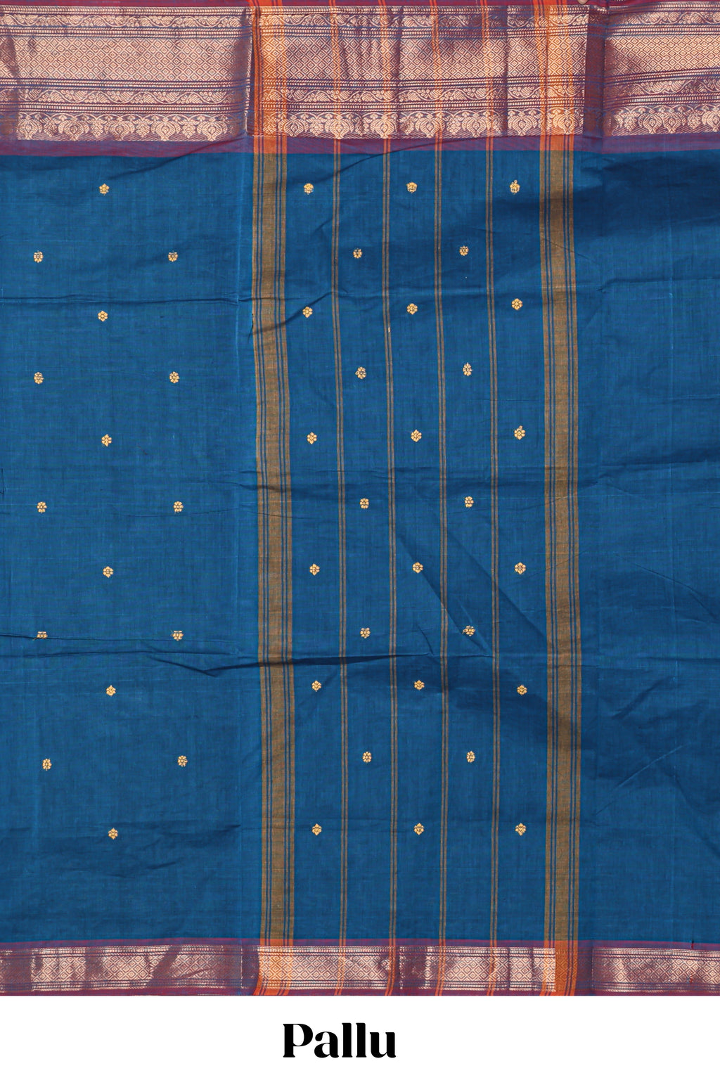 Blue motifs design chettinad cotton saree with contrast border and matching blouse