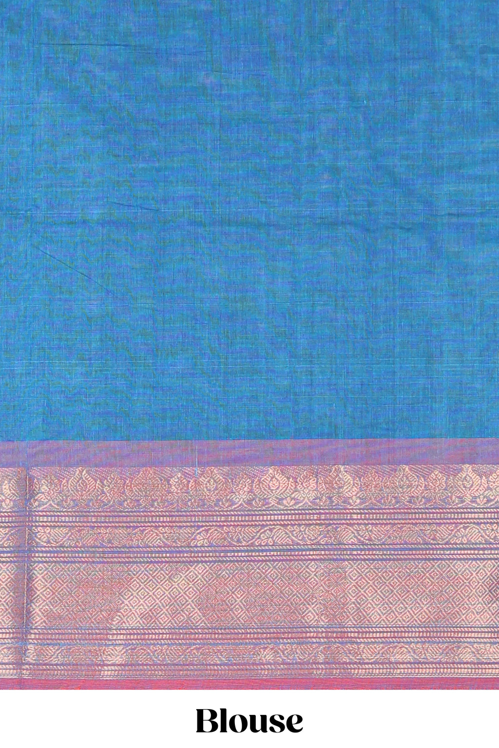 Blue motifs design chettinad cotton saree with contrast border and matching blouse