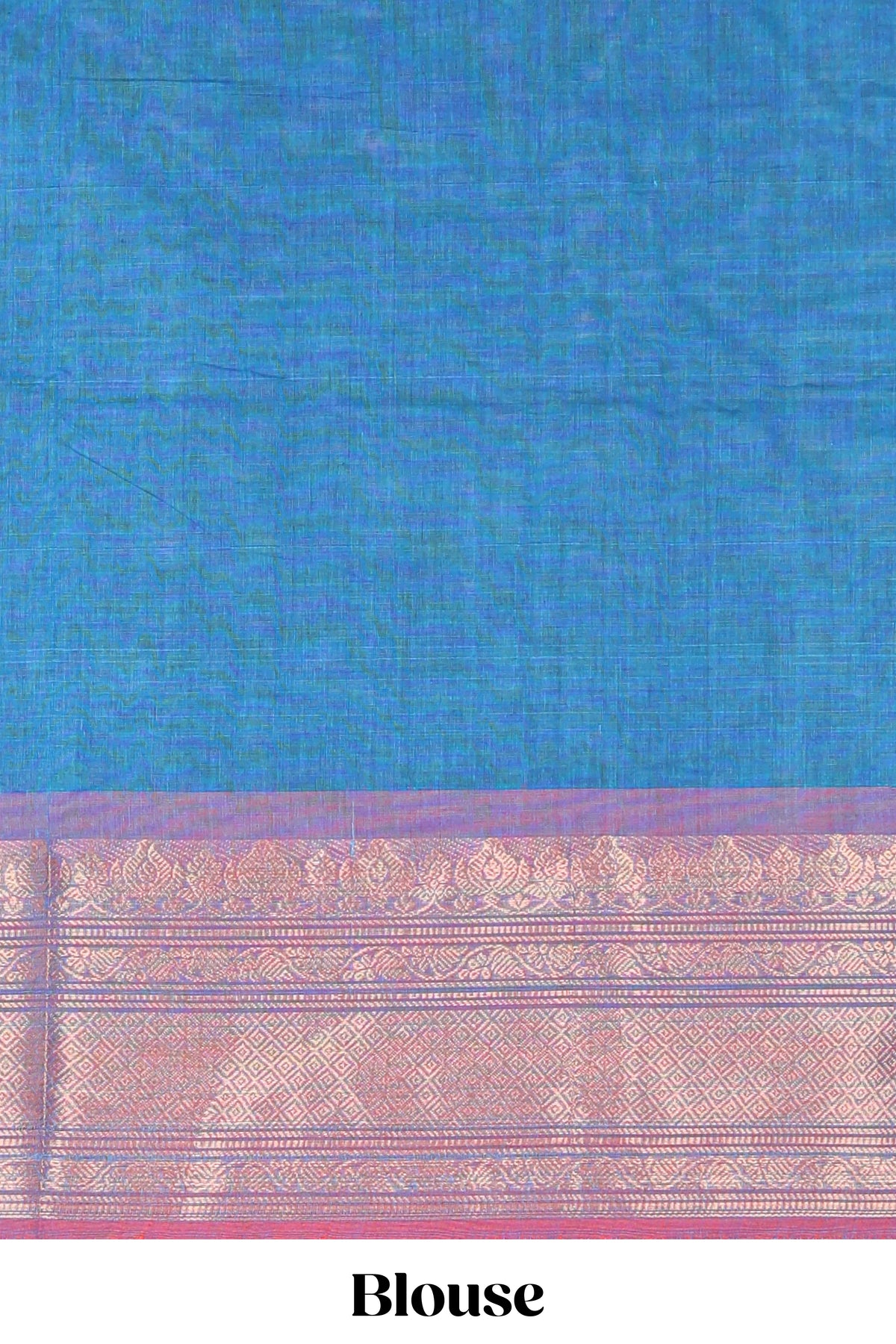 Blue motifs design chettinad cotton saree with contrast border and matching blouse