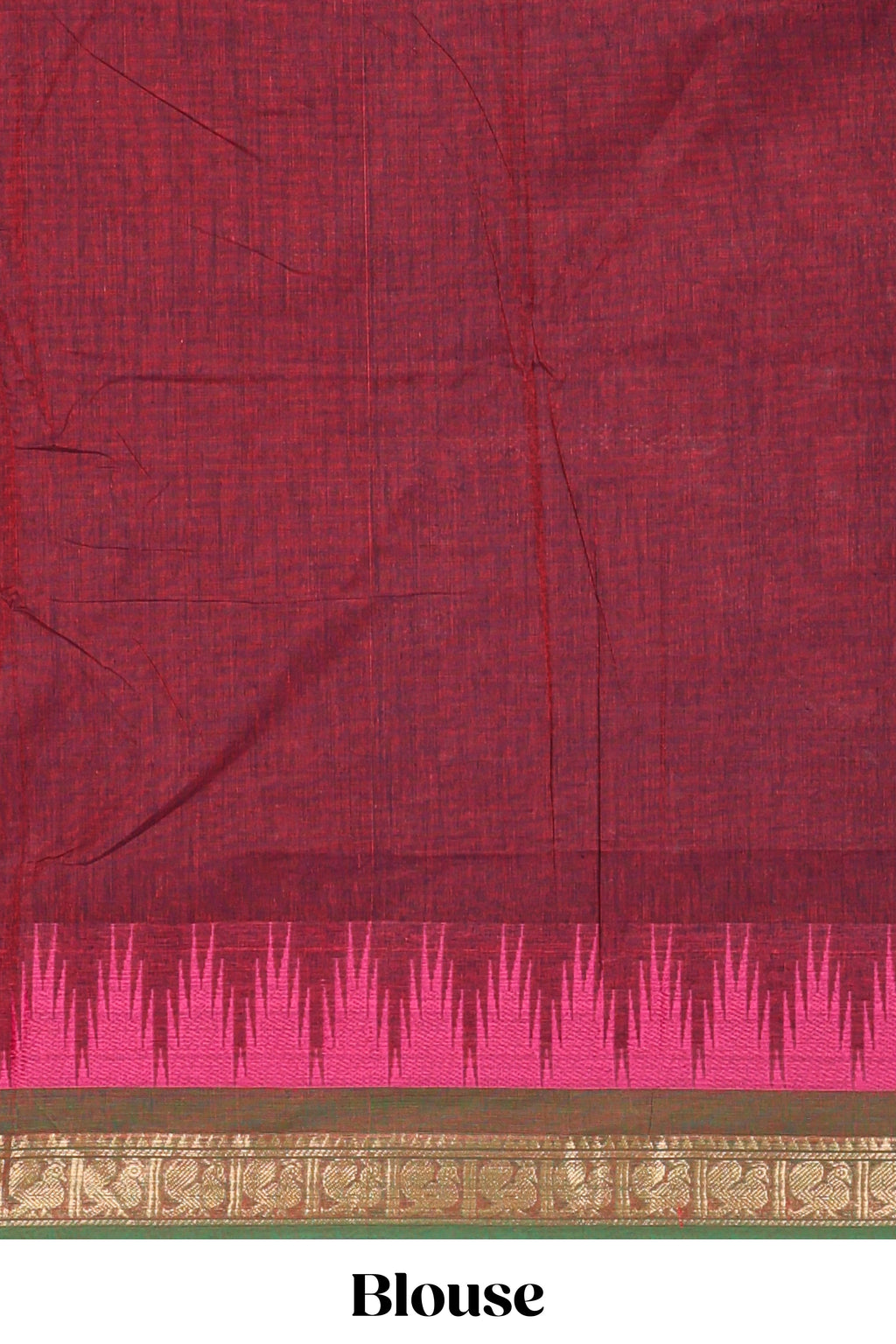 Maroon motifs design chettinad cotton saree with contrast border and matching blouse