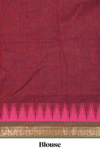 Maroon motifs design chettinad cotton saree with contrast border and matching blouse