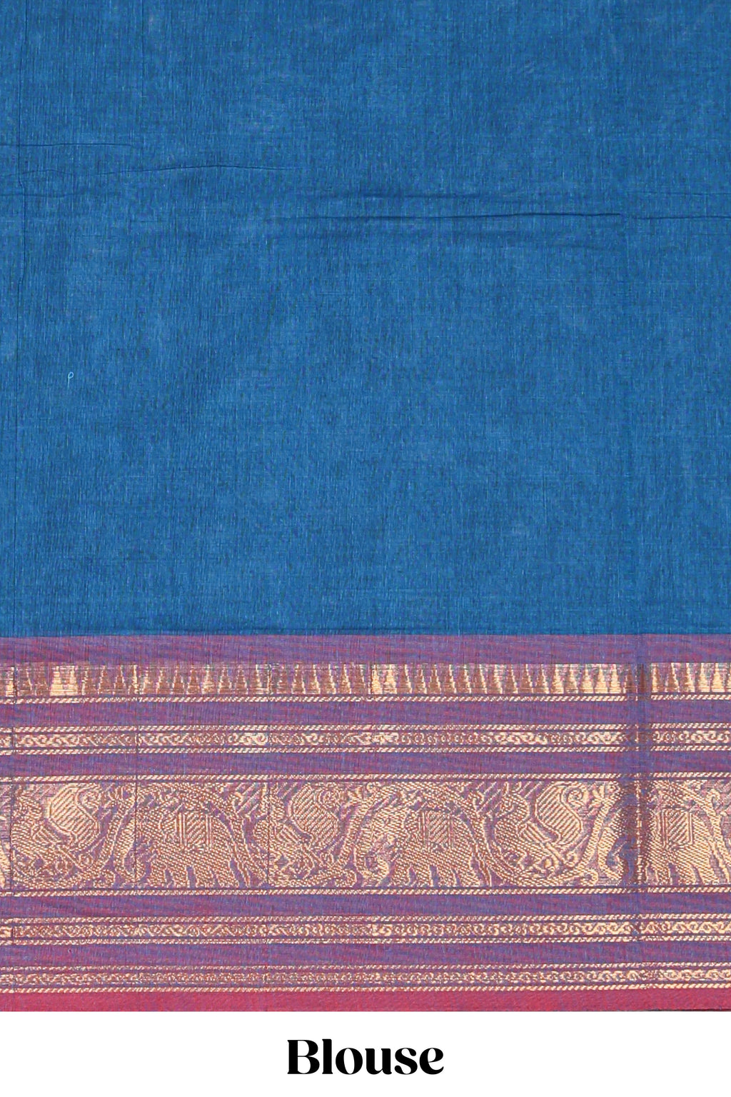 Blue motifs design chettinad cotton saree with contrast border and matching blouse