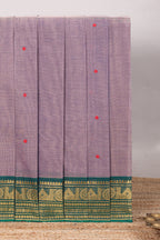 Mauve lavender motifs design chettinad cotton saree with contrast border and matching blouse