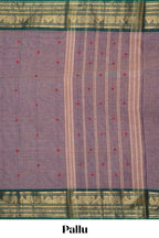 Mauve lavender motifs design chettinad cotton saree with contrast border and matching blouse