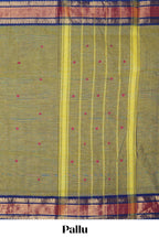 Green motifs design chettinad cotton saree with contrast border and matching blouse