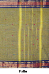 Green motifs design chettinad cotton saree with contrast border and matching blouse