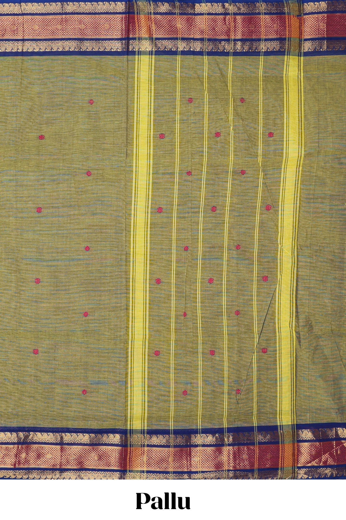 Green motifs design chettinad cotton saree with contrast border and matching blouse