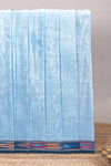 Blue plain design chettinad cotton saree with contrast border and matching blouse